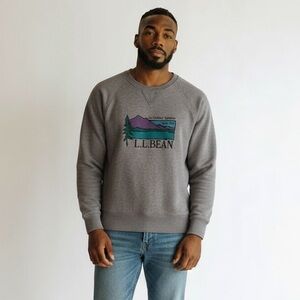 L.L. Bean Gray Crewneck Sweater with Outdoor Graphic